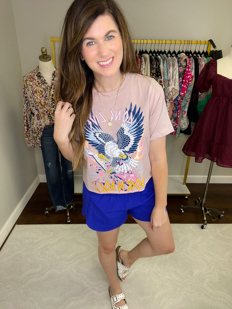 Long Live Rock 'N' Roll Cropped Tee in Rose