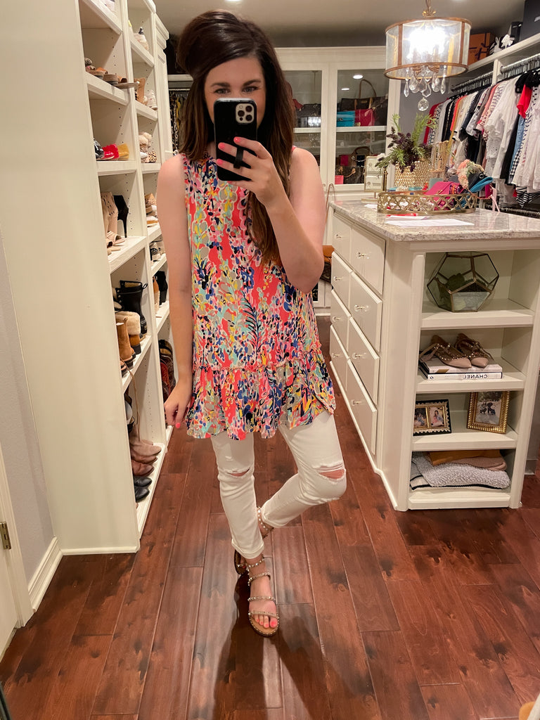 Splash of Color Tank in Coral and Royal