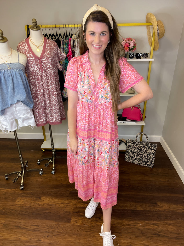 Sunday Stroll Maxi Dress in Pink