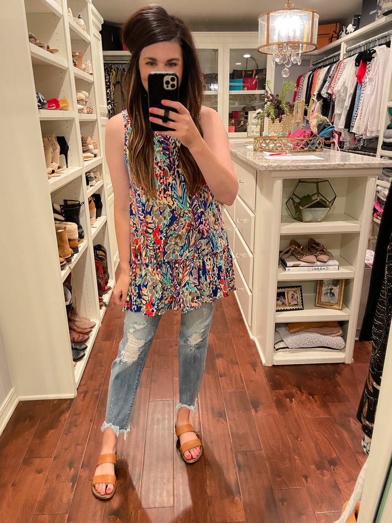 Splash of Color Tank in Coral and Royal
