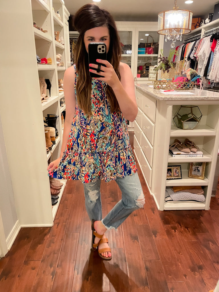 Splash of Color Tank in Coral and Royal