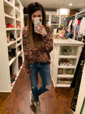 SALE! Sophia Floral Pocket Top in Wine