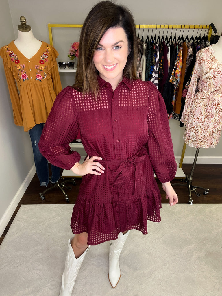 Stars Align Dress in Burgundy