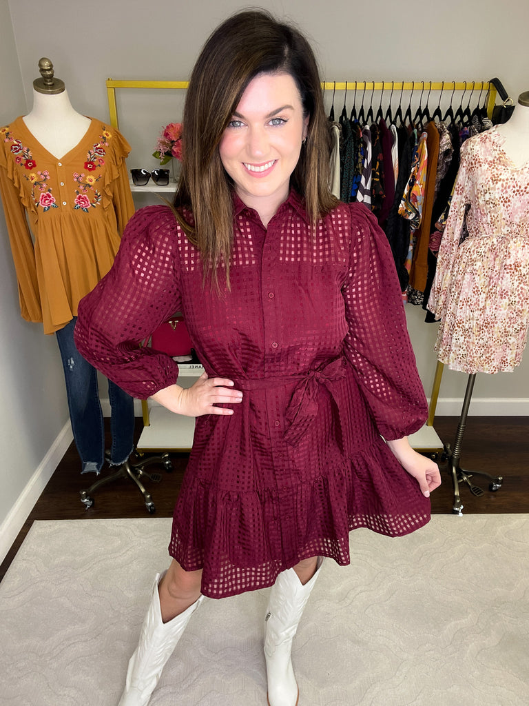 Stars Align Dress in Burgundy