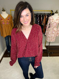 *BELLES & DOORBUSTER* Luxe in London Crossover Top in Burgundy