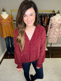 *BELLES & DOORBUSTER* Luxe in London Crossover Top in Burgundy