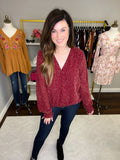 *BELLES & DOORBUSTER* Luxe in London Crossover Top in Burgundy