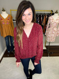 *BELLES & DOORBUSTER* Luxe in London Crossover Top in Burgundy