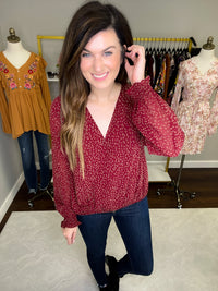 *BELLES & DOORBUSTER* Luxe in London Crossover Top in Burgundy *Final Sale*