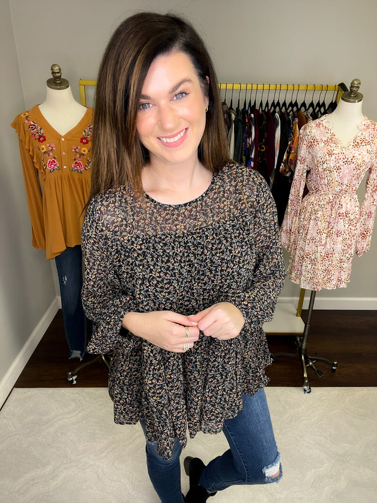 Take a Picture Floral Top in Black