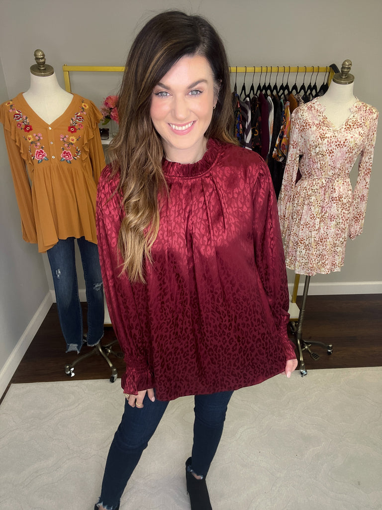 Own the Spotlight Top in Burgundy