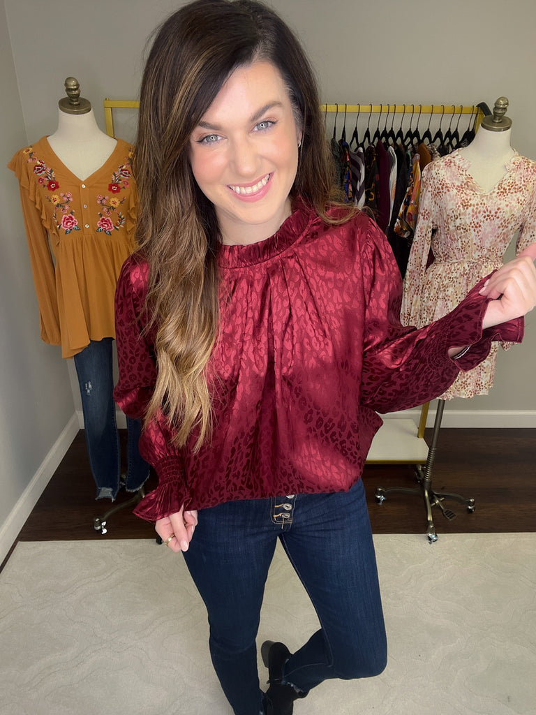 Own the Spotlight Top in Burgundy