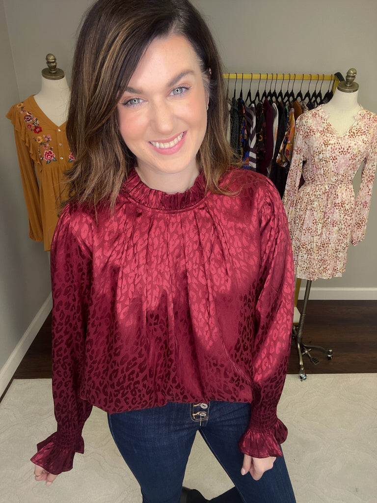 Own the Spotlight Top in Burgundy