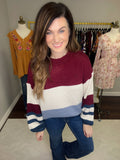 Sweeter in Stripes Sweater in Wine