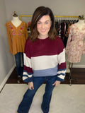 Sweeter in Stripes Sweater in Wine