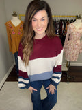 Sweeter in Stripes Sweater in Wine