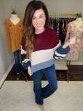 Sweeter in Stripes Sweater in Wine