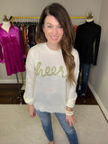 Cheers Tinsel Sweater in White