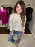 Cheers Tinsel Sweater in White