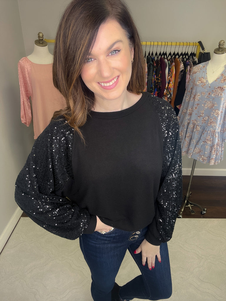 Sparkle in the Spotlight Top in Black