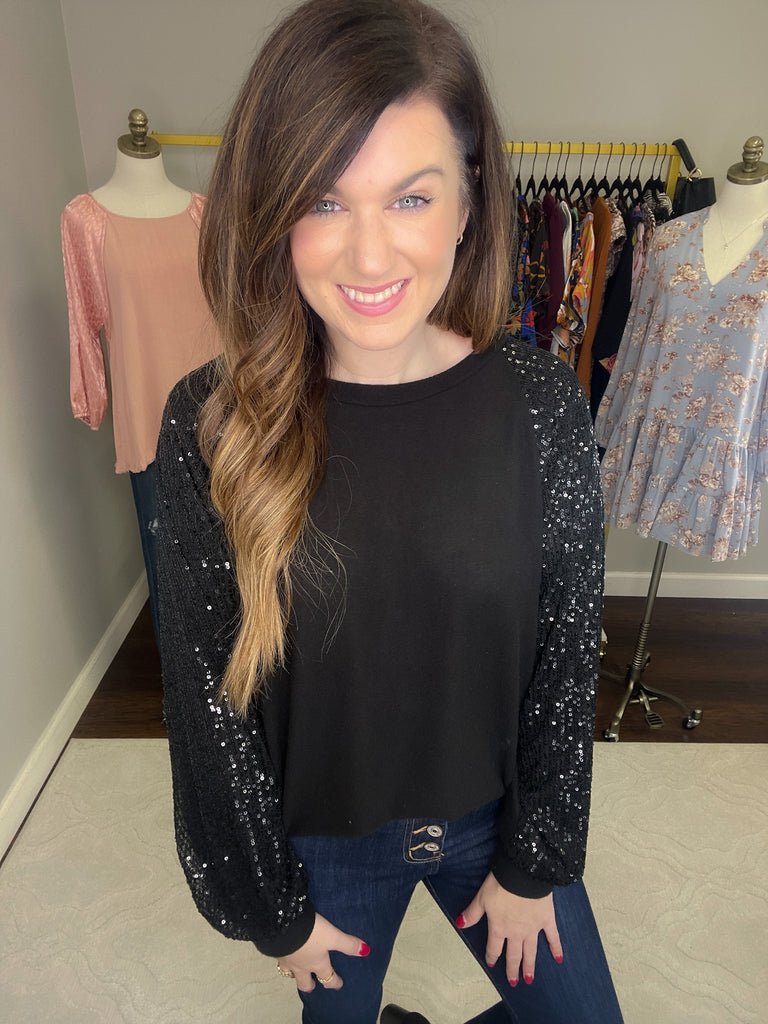 Sparkle in the Spotlight Top in Black