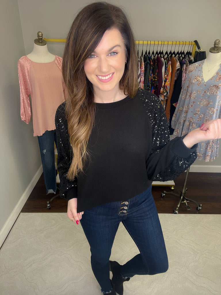 Sparkle in the Spotlight Top in Black
