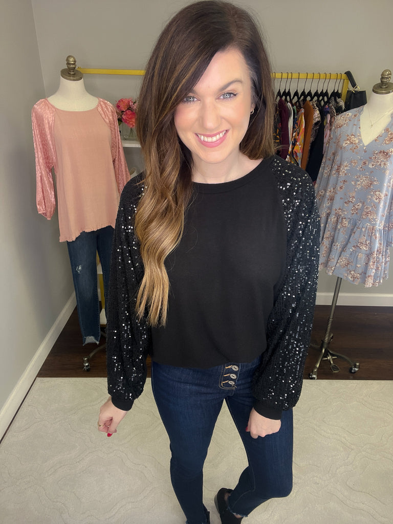 Sparkle in the Spotlight Top in Black
