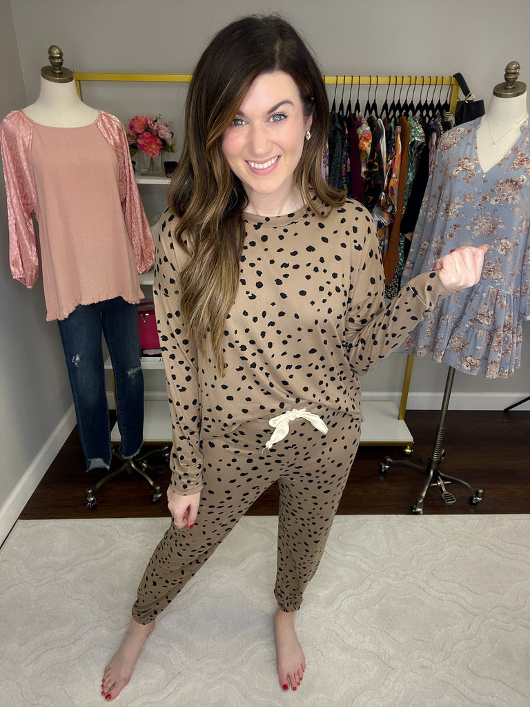 Spotted Snoozing Joggers in Taupe
