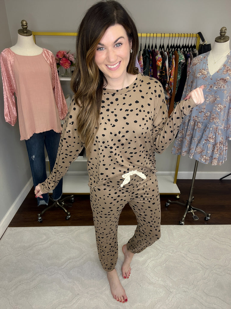 Spotted Snoozing Joggers in Taupe