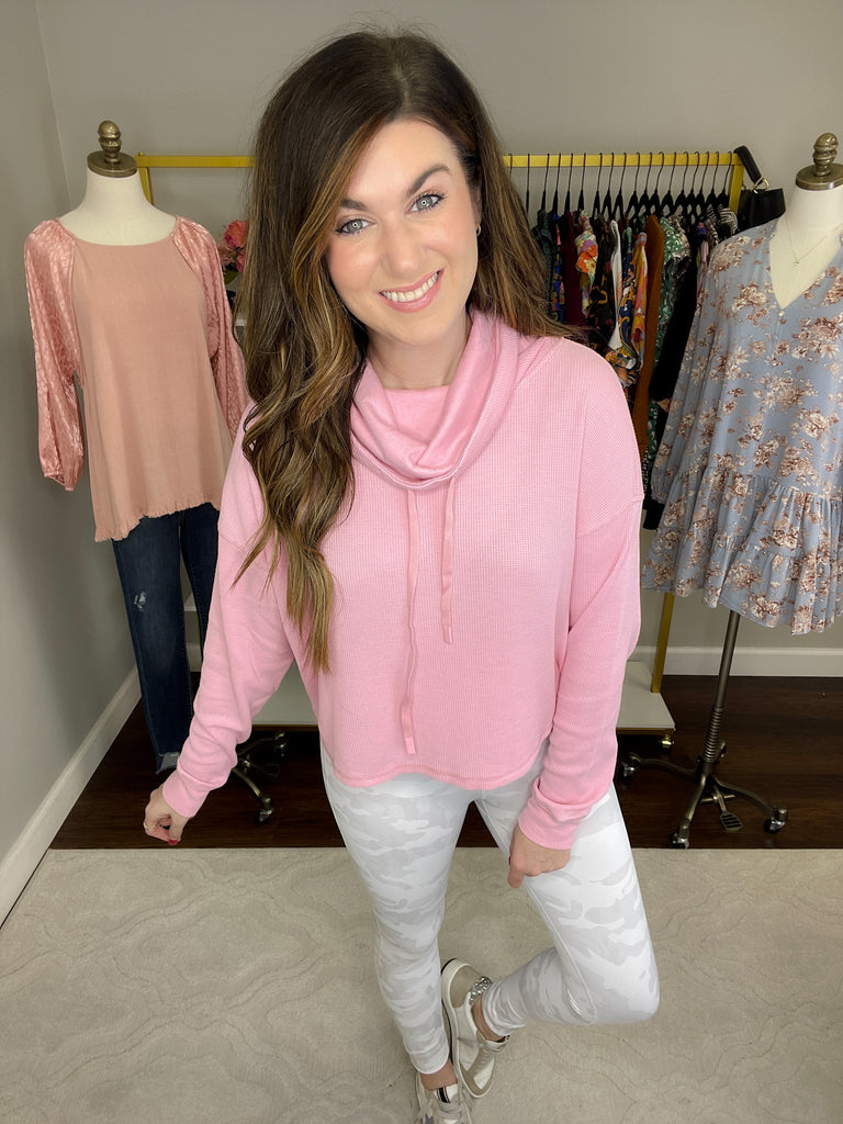 Mono B Do the Most Cowl Neck Top in Pink