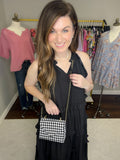 Houndstooth Top Handle Bag