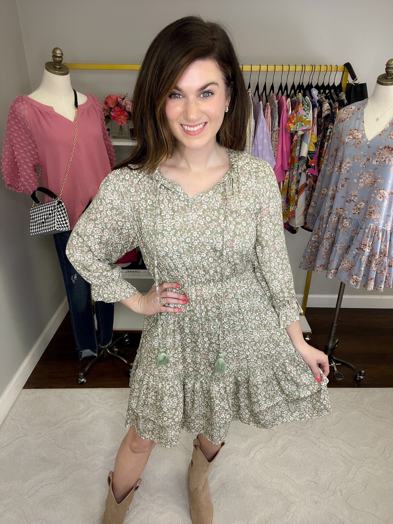 SALE! Just Met Dress in Sage *Final Sale*