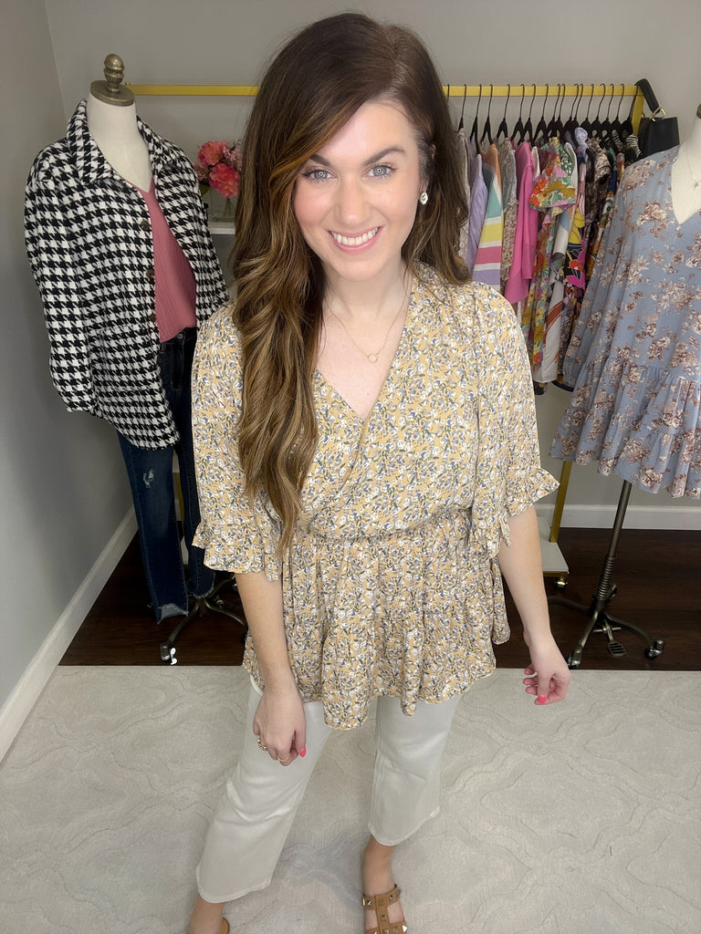 Honey Honey Floral Crossover Top