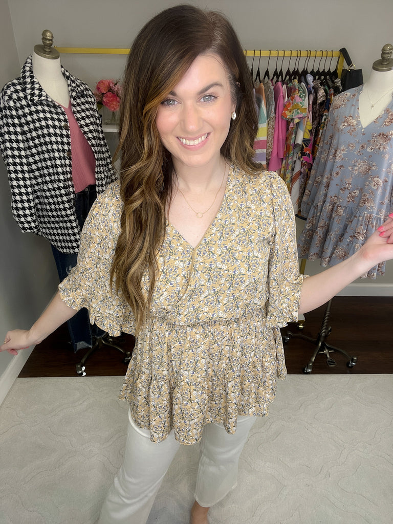 Honey Honey Floral Crossover Top