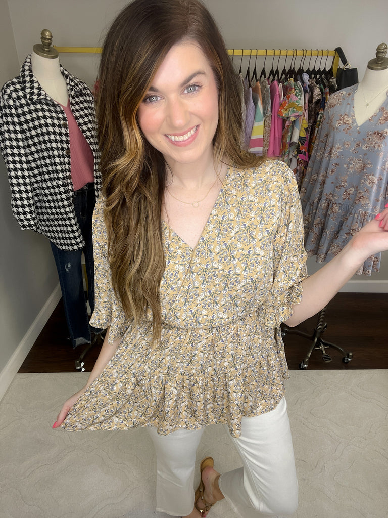 Honey Honey Floral Crossover Top