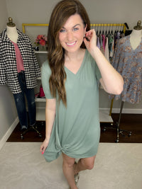 *BIRTHDAY DOORBUSTER* Twist Dress in Royal and Sage *Final Sale*