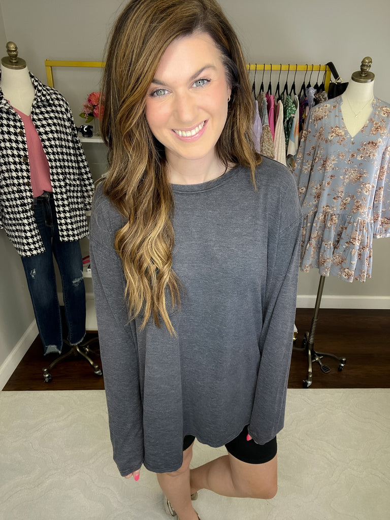 Winston Slub Long Sleeve Tee in Black