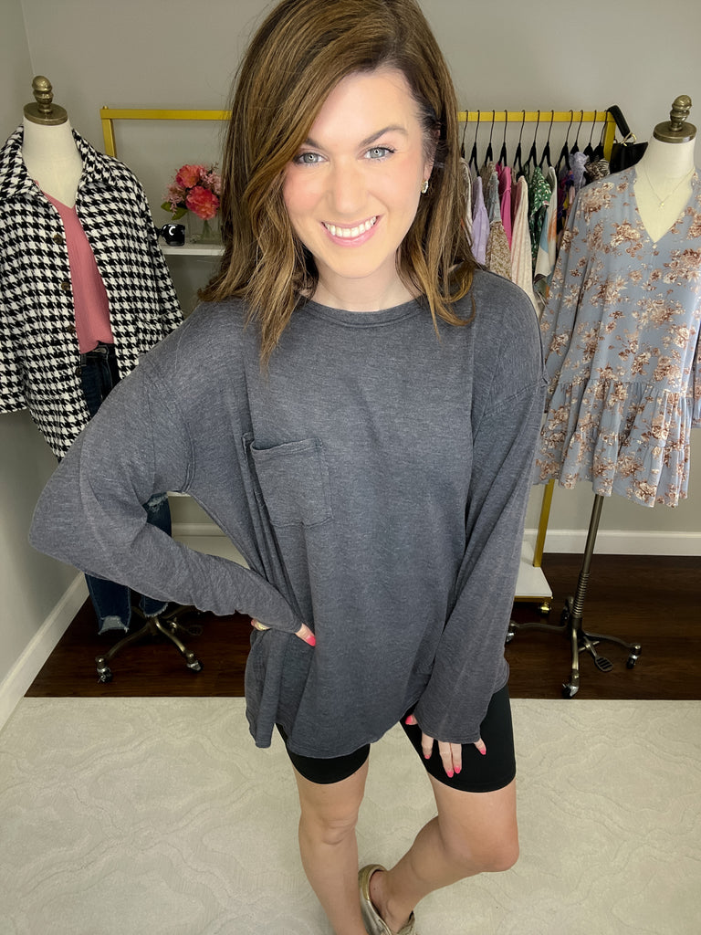 Winston Slub Long Sleeve Tee in Black