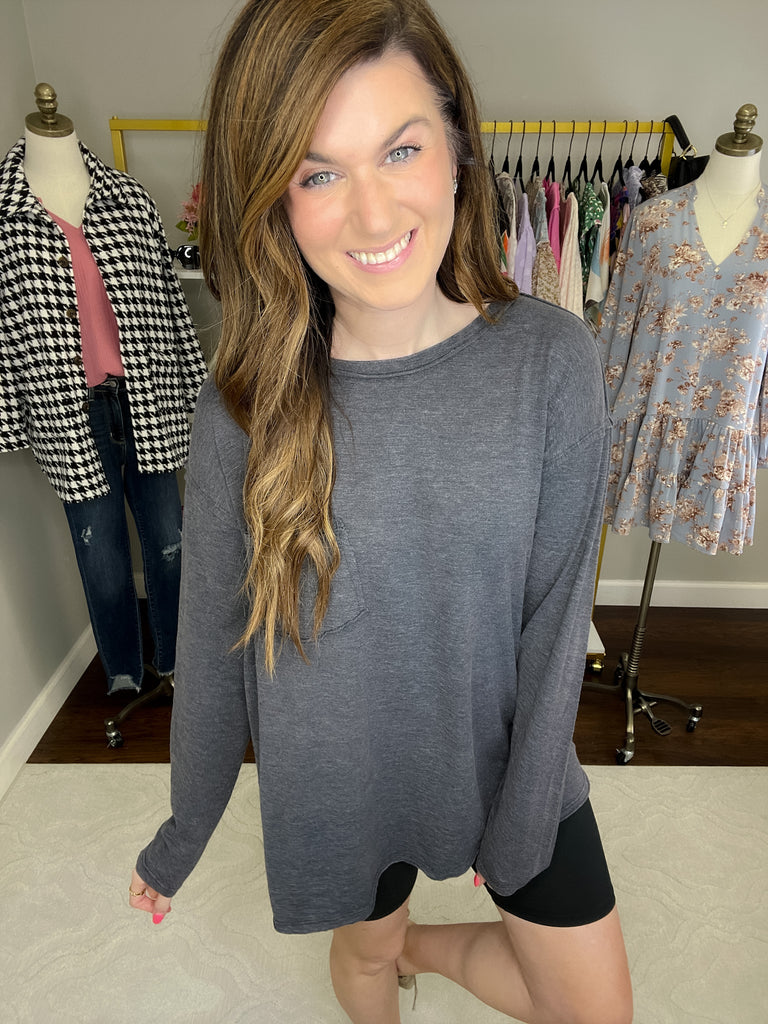 Winston Slub Long Sleeve Tee in Black
