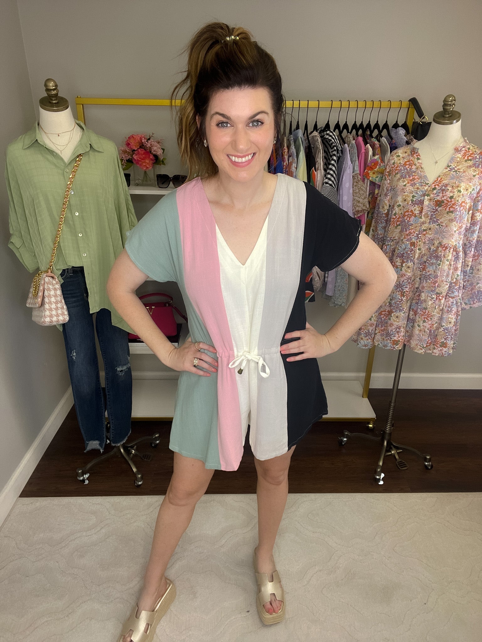 Ainsley Romper in Black Combo