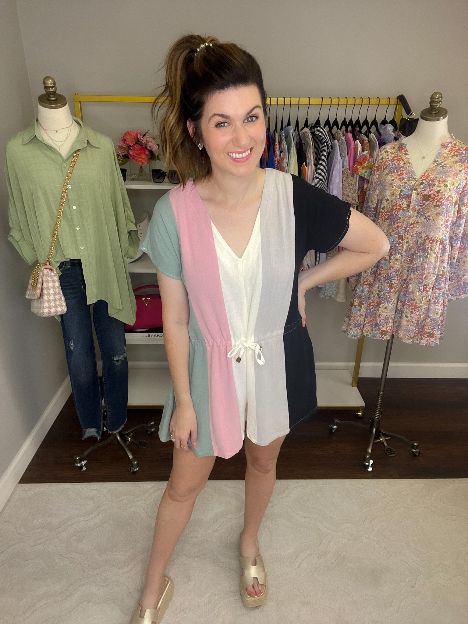 Ainsley Romper in Black Combo