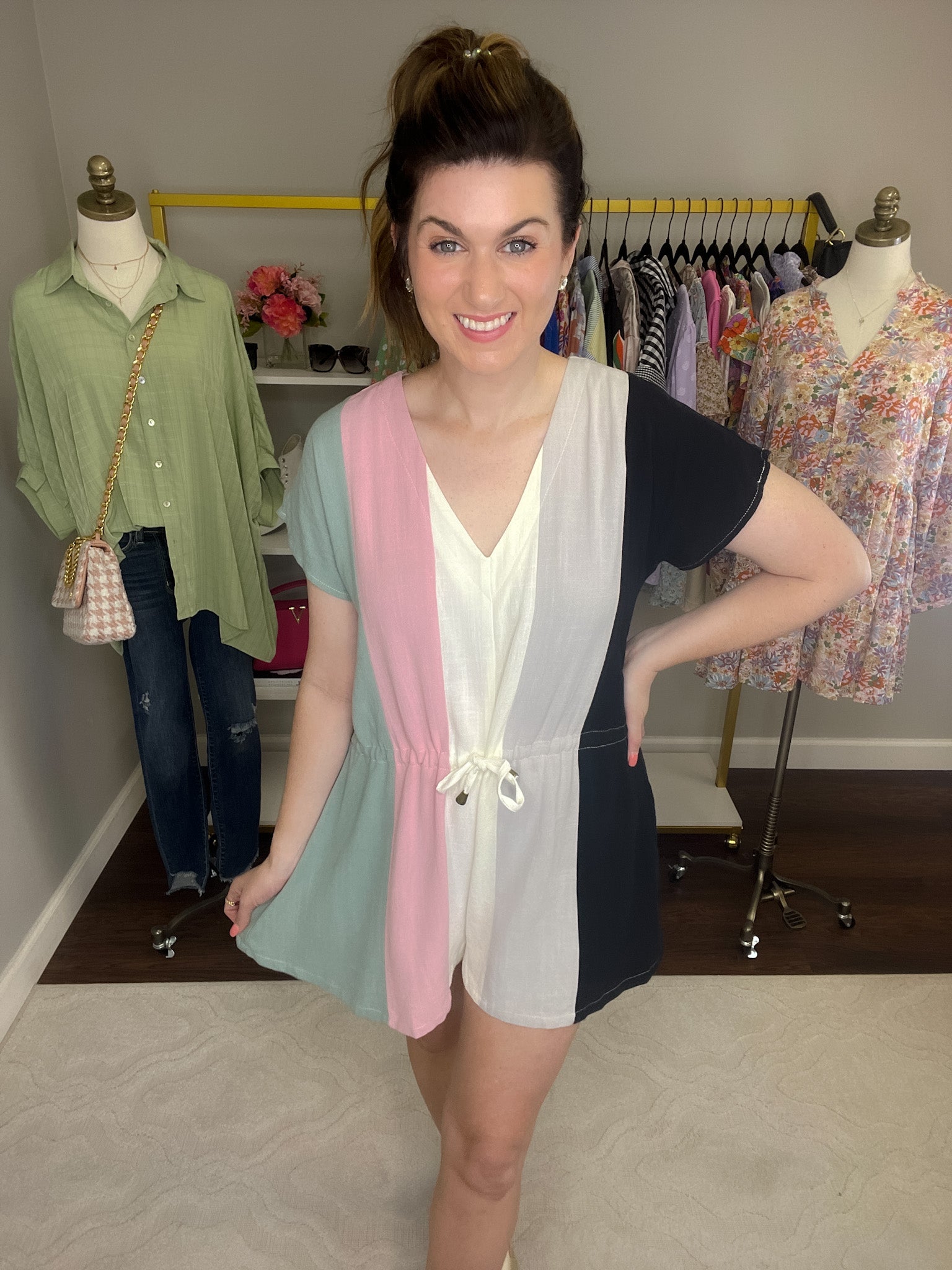 Ainsley Romper in Black Combo