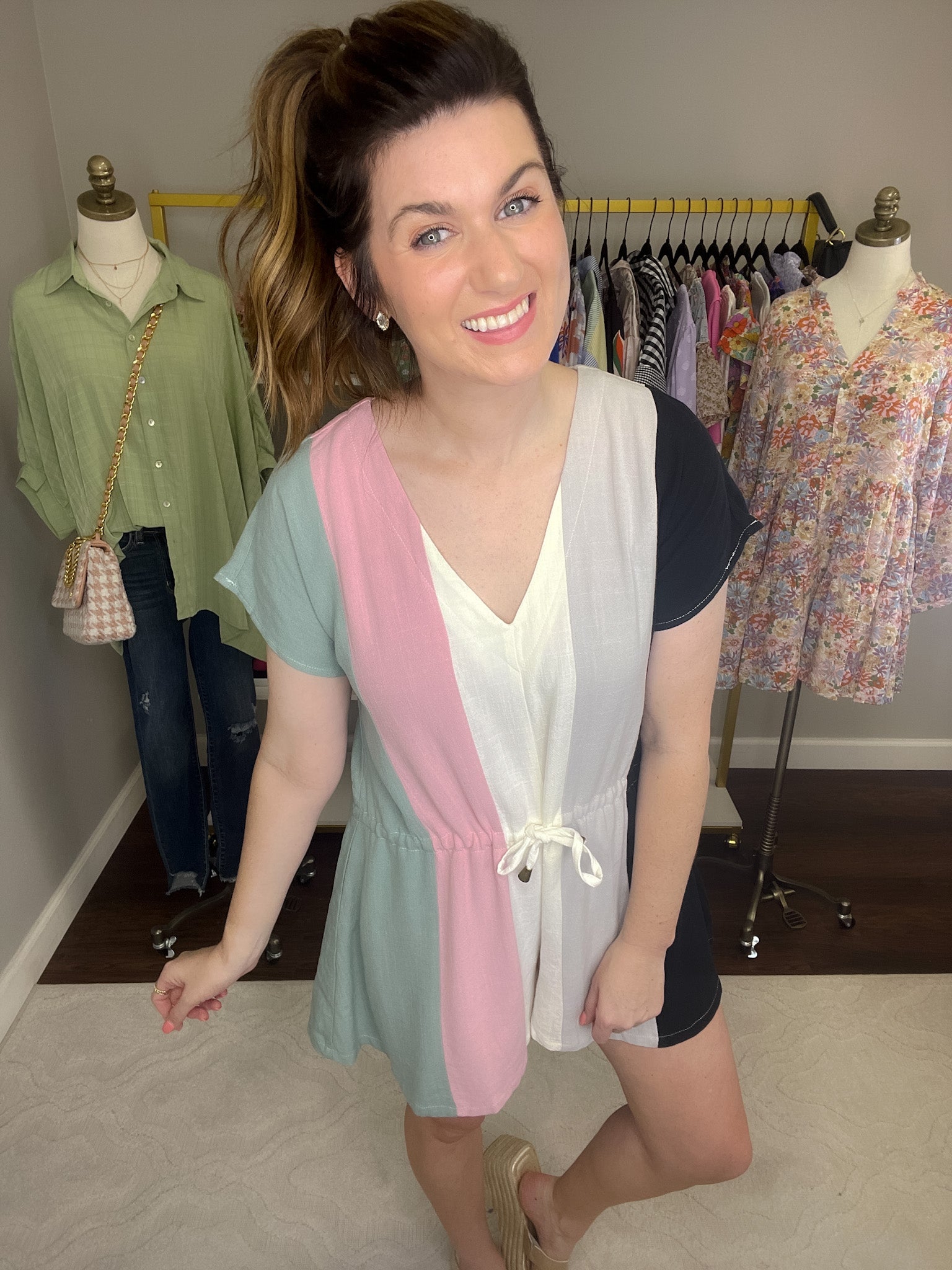 Ainsley Romper in Black Combo