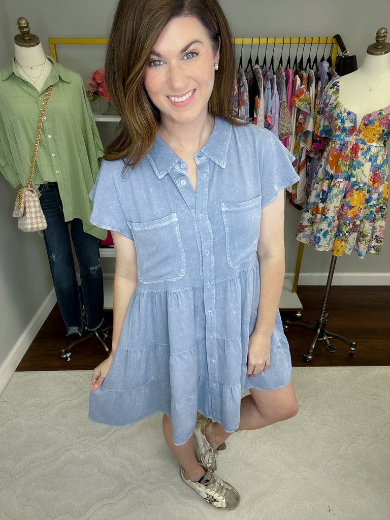 Make it Yours Tiered Denim Dress in Denim
