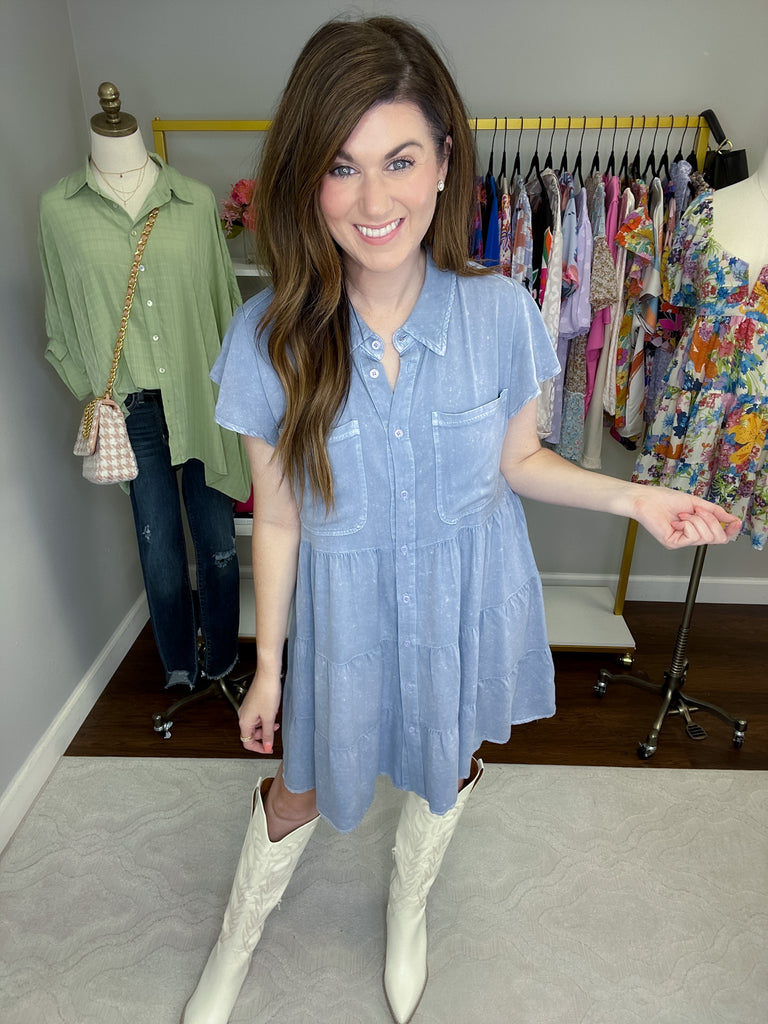 Make it Yours Tiered Denim Dress in Denim