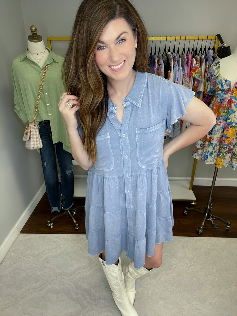 Make it Yours Tiered Denim Dress in Denim