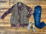 SALE! Sophia Floral Pocket Top in Wine