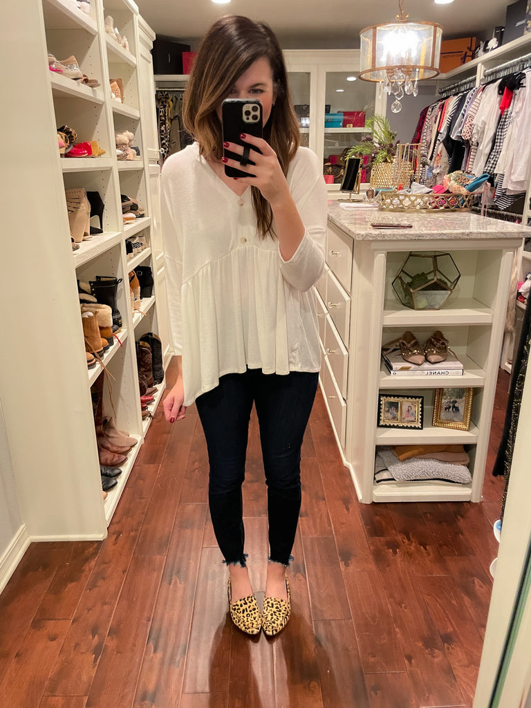 SALE! Ashlyn Peplum Top in White