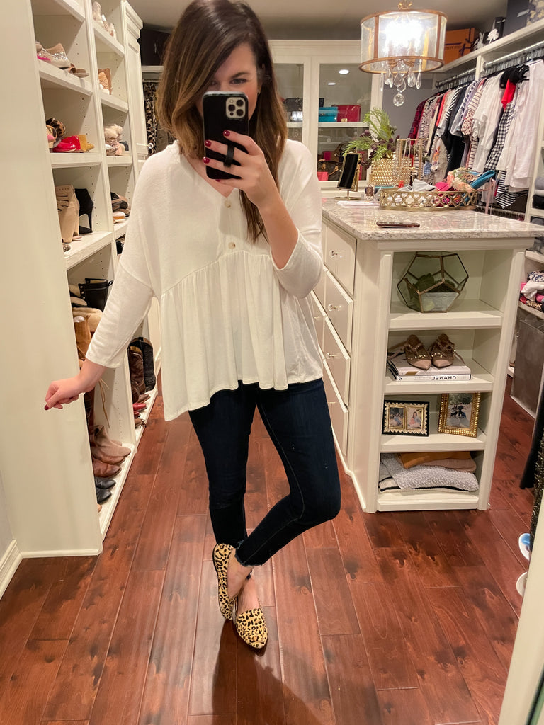 SALE! Ashlyn Peplum Top in White