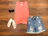 Twist and Shout Tank in Neon Coral